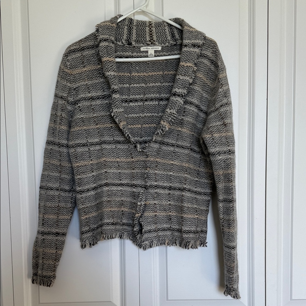 Gray Striped Women's Cardigan